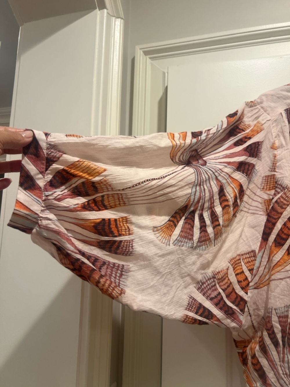 Pilcro Anthropologie Abstract Print Balloon Sleeve Blouse Small - Picture 4 of 6